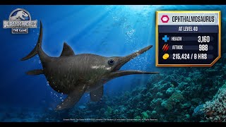 Jurassic World The Game  Aquatic Battles 593 to 596  quotOPHTHALMOSAURUSquot Level 10 First 4 Battles [upl. by Berky]