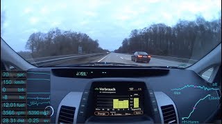 15b Prius 2  mit 150 kmh auf Autobahn Hamburg  Lübeck  Autobahn with 150 kmh [upl. by Ayrotal]