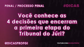 Dicas Prof Gi  Você conhece as 4 decisões que encerram a primeira etapa do Tribunal do Júri [upl. by Nanni]