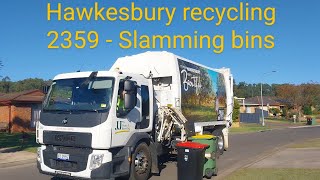 Hawkesbury recycling 2359  Slamming down bins [upl. by Etnoek]