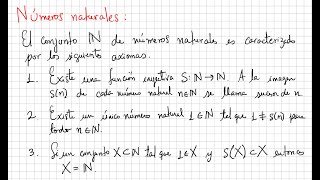 NÚMEROS NATURALES  Axiomas de Peano  Demostración con el principio de inducción [upl. by Dirfliw]