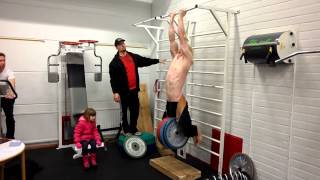 WEIGHTED CHIN UP 9365kg 93kg chin up contest Oct 26th 2013 [upl. by Leciram]