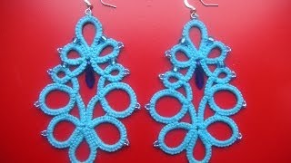 15 TUTORIAL ORECCHINI PERLE CHIACCHIERINO AD AGO EARRINGS NEEDLE TATTING Frivolitè Encaje фриволите [upl. by Trilbee]