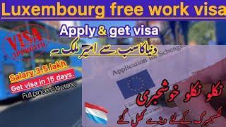 Free Luxembourg 🇱🇺 work visa in 7 days visa process europe from pakistan settlements2024 [upl. by Witha]