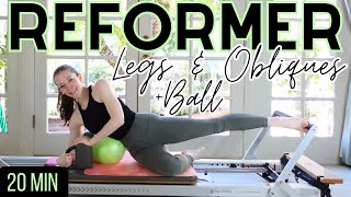 Reformer Pilates BALL Workout  Intermediate Legs amp Obliques BURN  20 Min [upl. by Ashlin947]