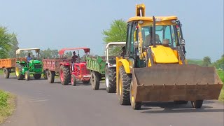 JCB 3dx Eco Loading Mud Mahindra 275 Eicher 485 John Deere Tractor with Trolley [upl. by Rehpetsirhc923]