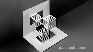 3D geometrical paper architecture  paper folding architecture stepbystep kirigami paper model [upl. by Lerej116]