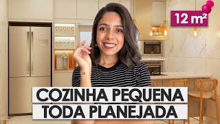 SOLUÇÕES PARA COZINHA PLANEJADA PEQUENA DE 12m² COM PENÍNSULA [upl. by Shewchuk]