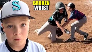 BROKEN WRIST SLIDING into HOME at BASEBALL TOURNAMENT [upl. by Anirav320]