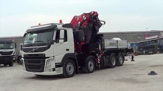 Volvo 4 assi  Gru Fassi 1100 e pianale con rampe gru Fassi 125 intercambiabili [upl. by Yarak]