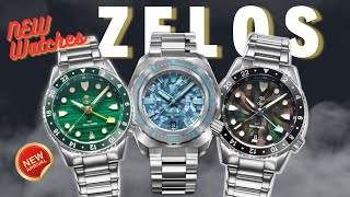 3 NEW ZELOS WATCHES 2023  Hammerhead Mosaic Dial Mako True GMT Malachite amp Mako GMT Mosaic Turbine [upl. by Ul]