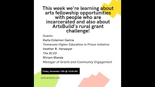 Arts Fellowship Opportunity with THEI The BLVD and Rural Grant Challenge November 13 2020 [upl. by Ait]