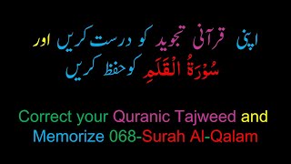 Memorize068 Surah AlQalam Complete 10times Repetition [upl. by Onimixam]