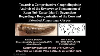 Robert Schoch amp Tomi S Melka — Towards a Comprehensive Grapholinguistic Analysis of Rongorongo [upl. by Idihc]