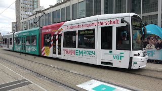 Tram EM Straßenbahn Europameisterschaft in Frankfurt am Main auf dem Willy Brandt Platz [upl. by Sugna298]