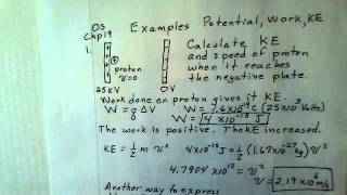 Proton between two plates Calculate KE velocity Electric Field Strength Potential [upl. by Cortie]