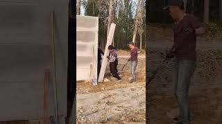 Concrete post installation process for fence wall [upl. by Dacia552]