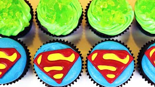 HOW TO MAKE SUPERMAN CUPCAKES  NERDY NUMMIES [upl. by Asirb]