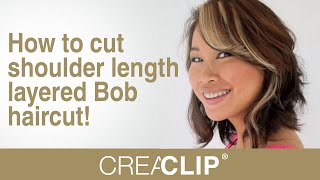 How to Cut Shoulder Length Layered Bob Haircut CreaClip Celebrity Haircuts [upl. by Sutit]