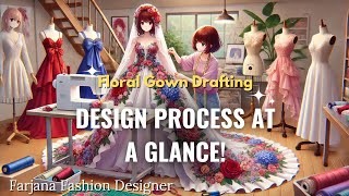 Bridal Ball Gown Drafting Tutorial  DIY Floral Gown Pattern Making [upl. by Tranquada]