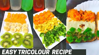 Easy TriColour Food Recipes Tiranga Food Ideas  5 Min CookingSchool Competition Recipetricolor [upl. by Aleen]