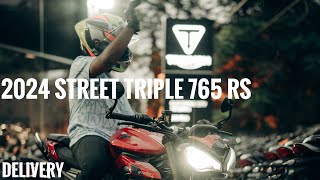 2024 Triumph Street Triple 765 RS  Delivery  Carnival Red [upl. by Atoel]