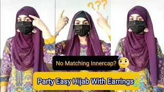 No Matching InnercapJorjet Chiffon Hijab with Earrings  Hijab Style 2024  Chiffon Hijab Tutorial [upl. by Assiluj305]