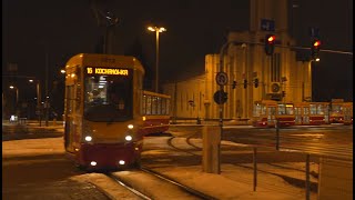 Poland Lodz tram 16 night ride from Paderewskiego Rzgowska to Politechniki Radwańska kampus PŁ [upl. by Christenson]