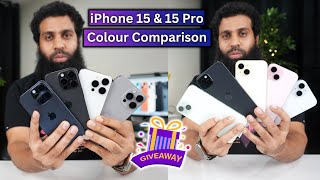 iPhone 15 amp 15 Pro Colour Comparison amp iPhone 15 Giveaway [upl. by Binette]