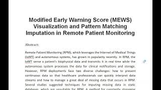 Modified Early Warning Score MEWS Visualization and Pattern Matching Imputation in Remote Patient Mo [upl. by Timmie]