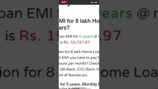 8 Lack Ka Home Lone For 5 Year  Monthly EMI For For SBI  HDFC  ICICI Bank  Home Loan Intrest [upl. by Otreblada]