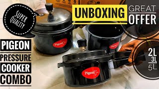 Unboxing Pigeon Pressure Cooker combo in black with Gas  Induction Base  2L 3L 5L  Fari’s Cooking [upl. by Decker]