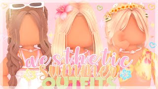 AESTHETIC SUMMER ROBLOX OUTFITS  w codes amp links  alovriee ̥ ✿˚ 🌷✨🌴 [upl. by Lehcor]