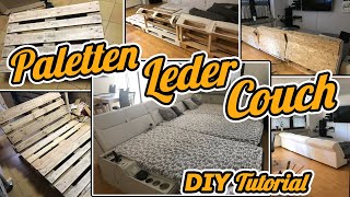 Palettencouch Indoor mit Leder beziehen [upl. by Harland]