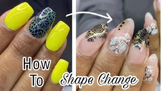 How To Shape Nails  Coffin to Almond For Beginners [upl. by Cullin]