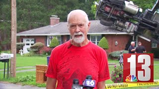 Man discusses huge crane that crashed into his North Greenbush home [upl. by Llenrad628]