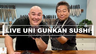 Making A HUGE LIVE UNI Gunkan Sushi FEAT GUGA FOODS [upl. by Etteragram124]