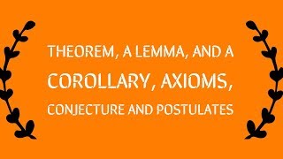 THEOREM A LEMMA AND A COROLLARY AXIOMS CONJECTURE AND POSTULATES [upl. by Neuberger]