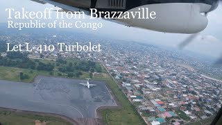 Takeoff from Brazzaville Republic of the Congo  Let L410 Turbolet [upl. by Roswell]