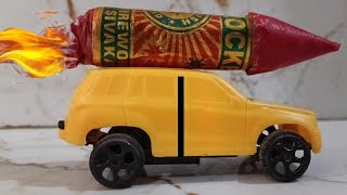 Mini Car vs Rocket  Car vs rocket experiment  power test [upl. by Dnalyar]