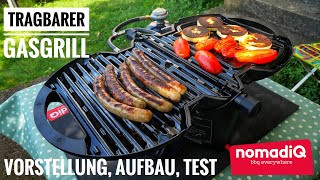 649 Vorstellung des tragbaren nomadiQ Gasgrills  große Grillfläche viel Zubehör campingtauglich [upl. by Veradis]