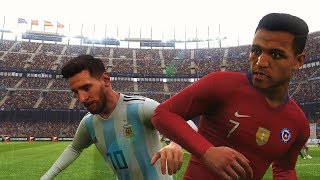 PES 2019 Realistic  Argentina vs Chile  Messi Dybala vs Alexis Sanchez Vidal  Fujimarupes [upl. by Onaivlis]