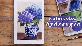 Watercolor For Beginners  Painting Hydrangea Flowers [upl. by Liuqa]