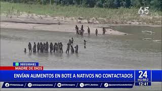 Nativos no contactados aparecen en Madre de Dios pobladores locales les dan alimento [upl. by Haraj]