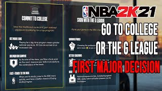 NBA 2K21 NEXT GEN SHOULD YOU GO TO COLLEGE OR THE G LEAGUE EASY FANS ENDORSEMENT METHOD [upl. by Abbe]