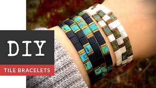 How To Make Easy Stretchy Tile Bracelets With Tila Beads [upl. by Ycart425]