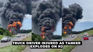 Truck driver injured as tanker explodes on N2  NEWS IN A MINUTE [upl. by Damali132]