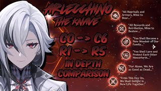 Arlecchino  Full Constellations C0  C6 Damage Comparison In Depth  Weapon R1  R5 Genshin Impact [upl. by Sophy]