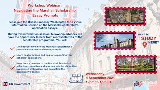 Marshall Scholarship Webinar Navigating the Marshall Scholarship Essay Prompts  4th September 2024 [upl. by Eduj]