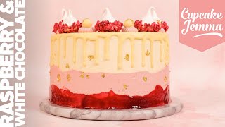 Raspberry amp White Chocolate Layer Cake Recipe amp HowTo  Cupcake Jemma [upl. by Missi]